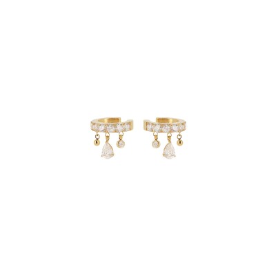 Boucles d'oreilles Zag earcuff Casalini en acier doré et oxyde de zirconium