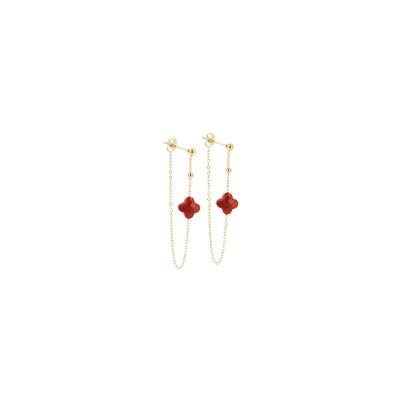 Boucles d'oreilles Zag en acier doré et cornaline
