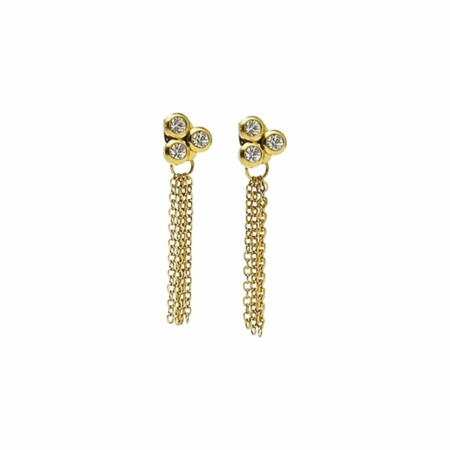 Boucles d'oreilles Zag en acier doré et oxydes de zirconium