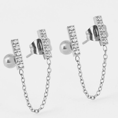 Boucles d'oreilles ZAG en acier et oxydes de zirconium