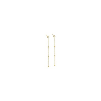 Boucles d'oreilles Zag en acier doré et oxyde de zirconium
