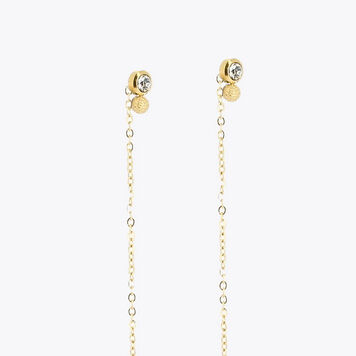 Boucles d'oreilles ZAG en acier doré et oxydes de zirconium