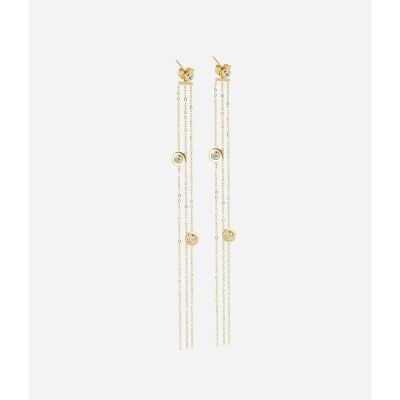 Boucles d'oreilles Zag en acier doré et oxyde de zirconium