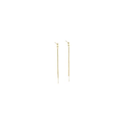 Boucles d'oreilles Zag en acier doré et oxyde de zirconium