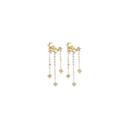 Boucles d'oreilles ZAG en acier doré et oxyde de zirconium