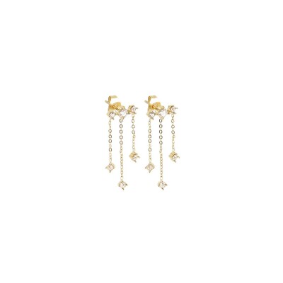 Mini boucles d’oreilles Zag en acier doré et oxyde de zirconium