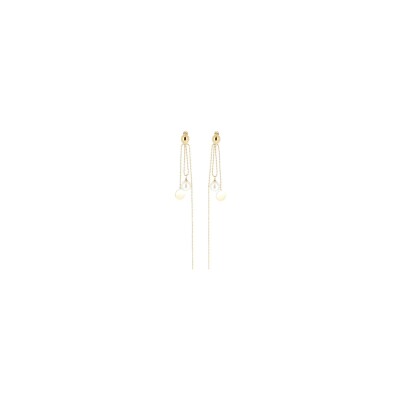 Boucles d'oreilles Zag en acier doré et perle