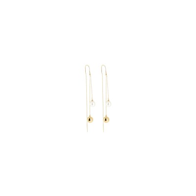 Boucles d'oreilles Zag en acier doré et perle