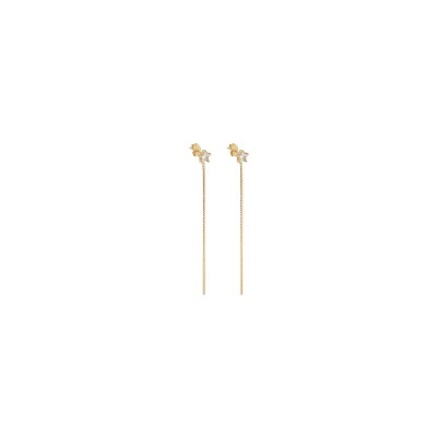 Boucles d'oreilles Zag Alaris en acier doré et oxyde de zirconium