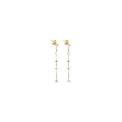 Boucles d'oreilles Zag Bruma en acier doré et oxyde de zirconium