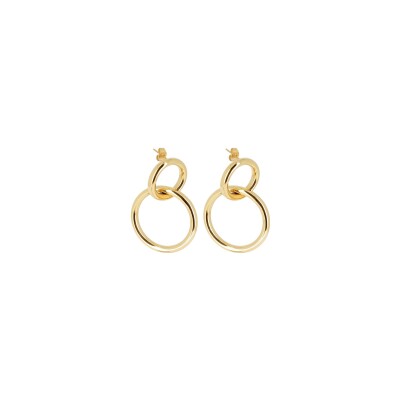 Boucles d'oreilles Zag en acier doré et nacre