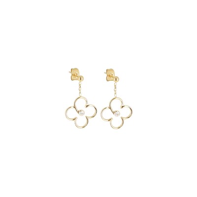 Boucles d'oreilles Zag en acier doré et oxyde de zirconium