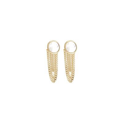 Boucles d'oreilles Zag en acier doré et nacre
