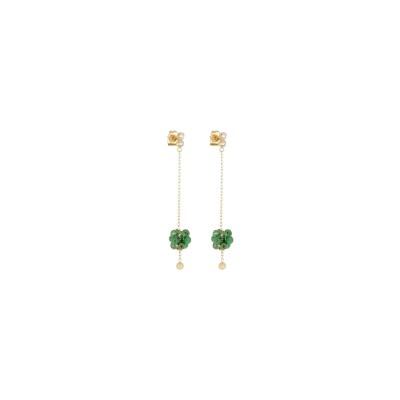 Boucles d'oreilles Zag en acier doré et malachite
