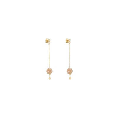 Boucles d'oreilles Zag en acier doré et pierre de soleil