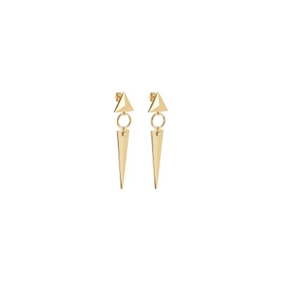 Boucles d'oreilles Zag en acier doré et oxyde de zirconium