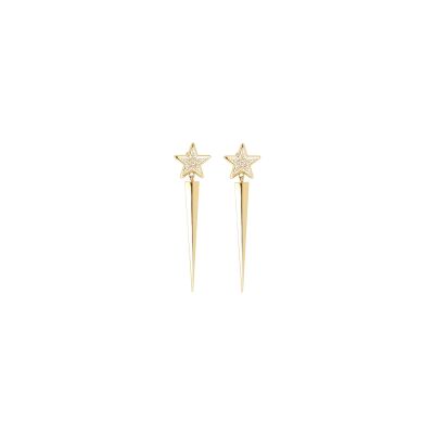 Boucles d'oreilles Zag Celestina  en acier doré et oxyde de zirconium