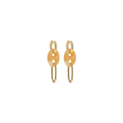 Boucles d'oreilles Zag en acier doré et acétate