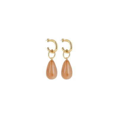 Boucles d'oreilles Zag en acier doré et acétate