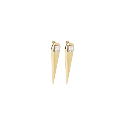 Boucles d'oreilles Zag en acier doré et oxyde de zirconium