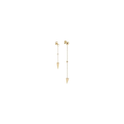 Boucles d'oreilles Zag Moka  en acier doré et oxyde de zirconium