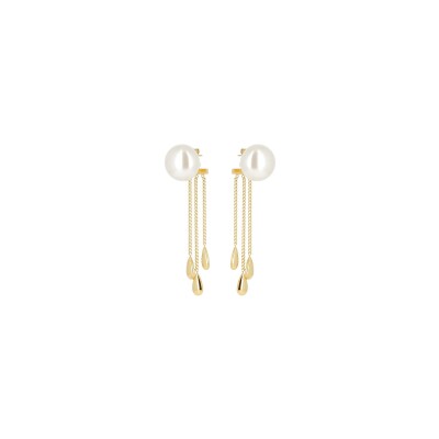 Boucles d'oreilles Zag Lagon  en acier doré et perle d'imitation