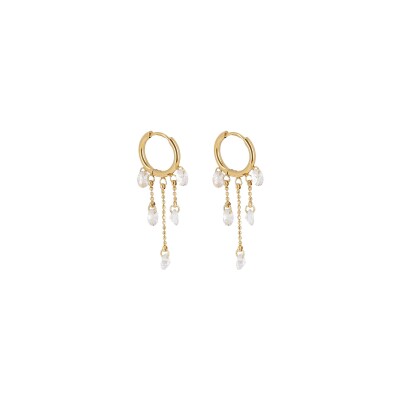 Boucles d'oreilles Zag Molfetta en acier doré et oxyde de zirconium