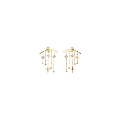 Boucles d'oreilles Zag Cutro  en acier doré et oxyde de zirconium