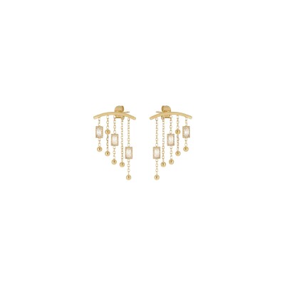 Boucles d'oreilles Zag Siderno  en acier doré et oxyde de zirconium
