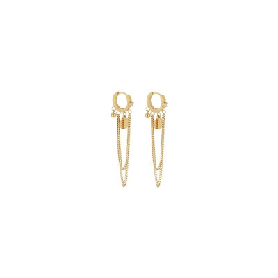 Boucles d'oreilles Zag Penne  en acier doré et oxyde de zirconium