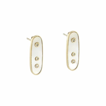 Boucles d'oreilles Zag en acier doré et nacre