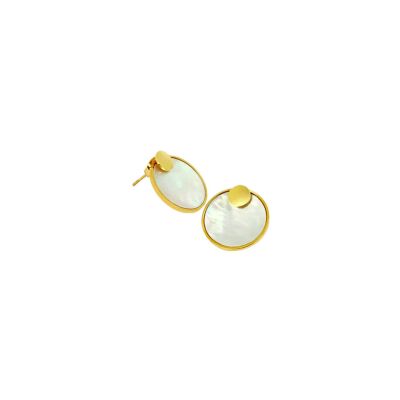 Boucles d'oreilles Zag Moon en acier doré et nacre