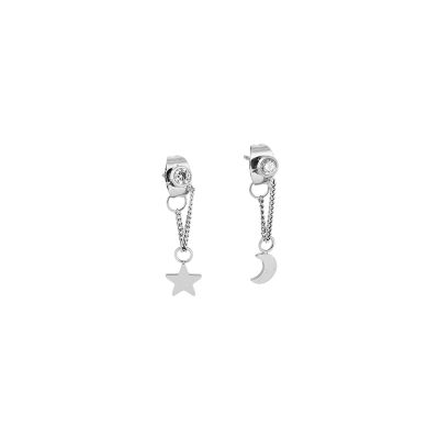Boucles d'oreilles Zag Sky en acier
