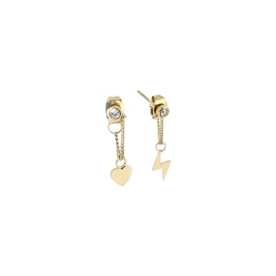 Boucles d'oreilles Zag Roma en acier doré