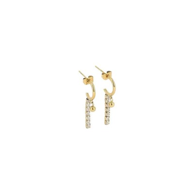 Mini boucles d’oreilles Zag en acier doré et oxyde de zirconium