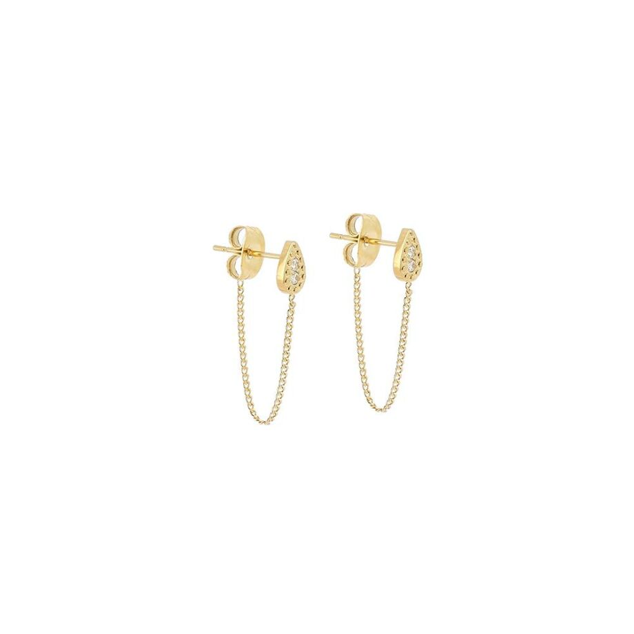 Boucles d'oreilles ZAG Nova en acier doré et oxydes de zirconium