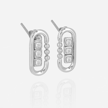 Boucles d'oreilles ZAG en acier et oxydes de zirconium