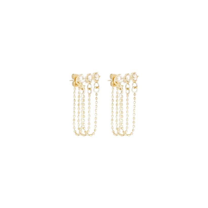 Boucles d'oreilles ZAG Chapeca en acier doré et oxydes de zirconium