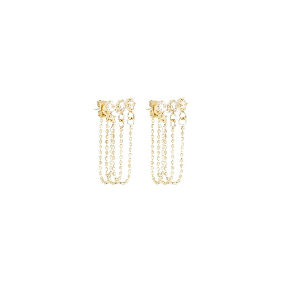 Boucles d'oreilles ZAG Chapeca en acier doré et oxydes de zirconium