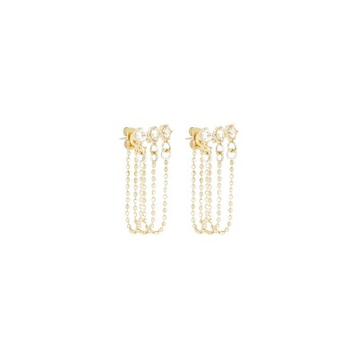 Boucles d'oreilles ZAG Chapeca en acier doré et oxydes de zirconium