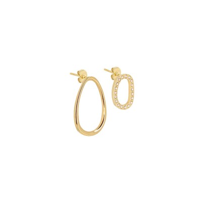 Boucles d'oreilles Zag Apolo en acier doré et oxyde de zirconium