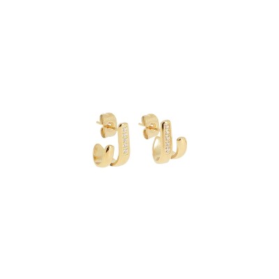 Mini boucles d’oreilles Zag en acier doré et oxyde de zirconium