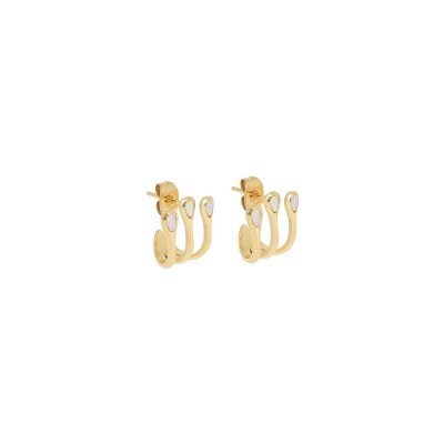 Mini boucles d’oreilles Zag en acier doré et nacre