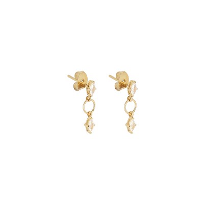 Mini boucles d’oreilles Zag en acier doré et oxyde de zirconium