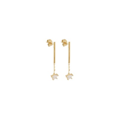 Boucles d'oreilles Zag Alee en acier doré et oxyde de zirconium