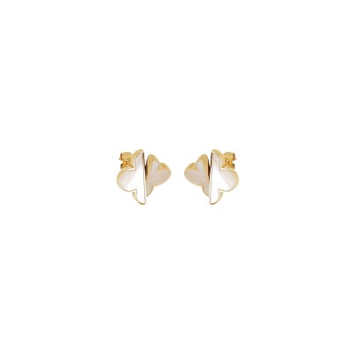 Boucles d'oreilles Zag en acier doré et nacre