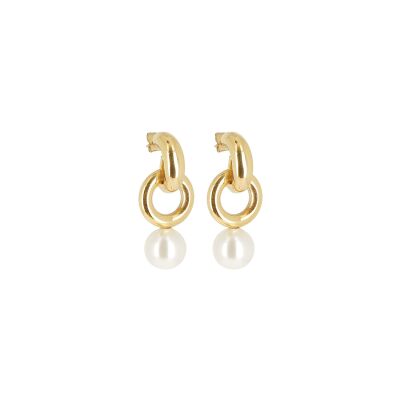 Boucles d'oreilles Zag en acier doré et perle