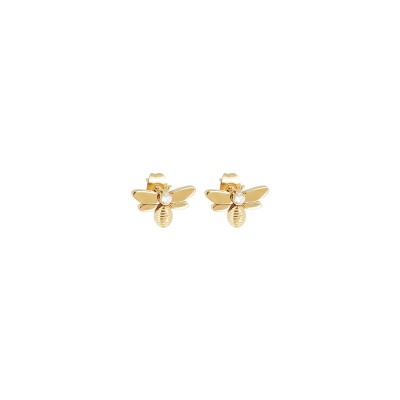Mini boucles d’oreilles Zag en acier doré et oxyde de zirconium