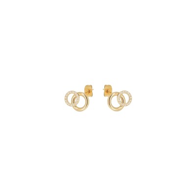 Mini boucles d’oreilles Zag en acier doré et oxyde de zirconium