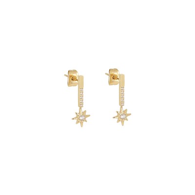 Mini boucles d’oreilles Zag en acier doré et oxyde de zirconium